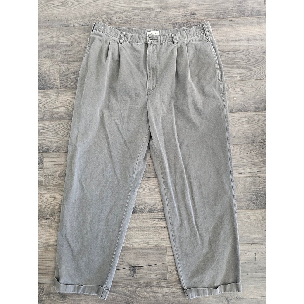 Merona Mens Pleated Khaki Pants Size‎ 40x32 Gray 100% Cotton Chino Trousers Work